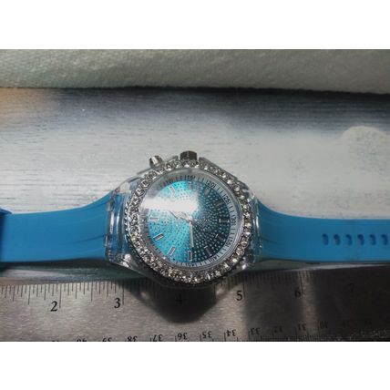Aquasports Silver Tone Round Case Blue Band Watch