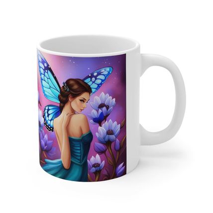 September Sapphire Amethyst Birth Month Colors Fairies & Butterflies #1 Mug 11oz