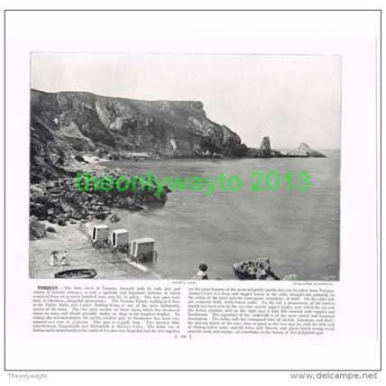 TORQUAY, ANSTEYS COVE, DEVON, ENGLAND, Book Illustration, c1895