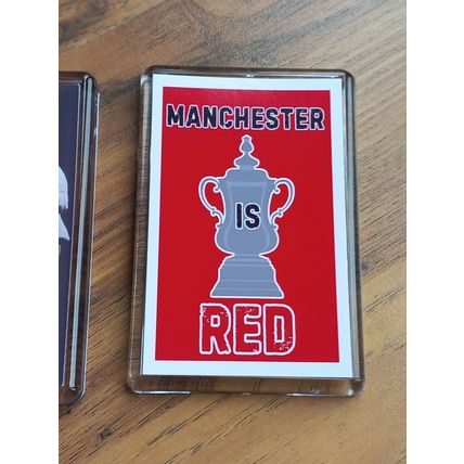 2024 FA Cup Final Programme / Manchester is Red fridge magnet set: United v City