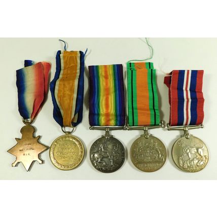 WW1 WWII World War I & II Mons Star Medal Group Of Five E. Jeeps RGA 22530