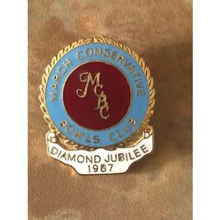 March conservative bowls club diamond jubilee 1987 bowls bowling badge