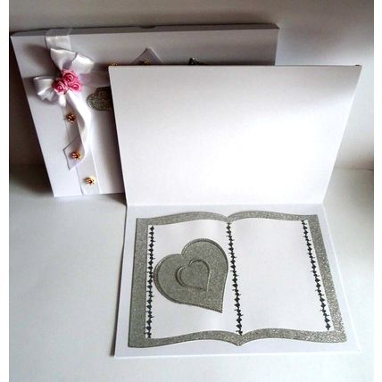 STUNNING HAND MADE BOOK DESIGN WEDDING CARD IN DECORATED KEEPSAKE GIFT BOX A4/C4