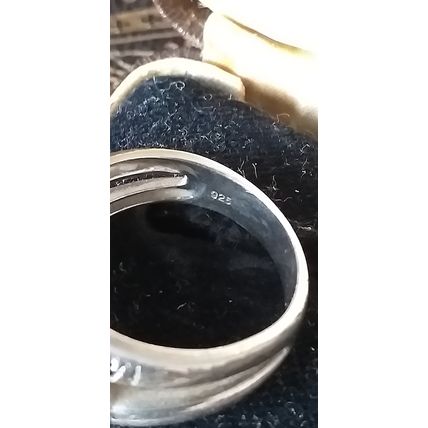 Antique Vintage 1940-s Sapphires Sterling Silver Ring Size UK N, US 6.5. Heavy!