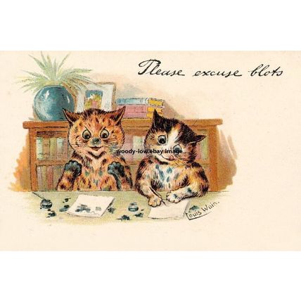 rp14447 - Louis Wain Cats - Please Excuse Blots - print 6x4