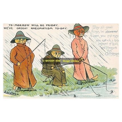 rp09483 - Louis Wain Cats - Fishing - print 6x4