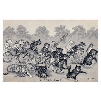 rp13801 - Louis Wain Cats - A Road Race - print 6x4