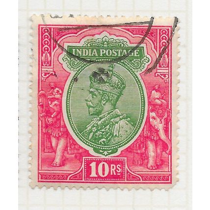 INDIA 1911 K5 10Rs TEN RUPEES USED SG189 189 SG POSTAL PMK NOT G.T.O. TELEGRAM