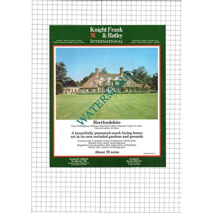 Great Hallingbury Hertfordshire House Sale Advert - 1991 Clipping