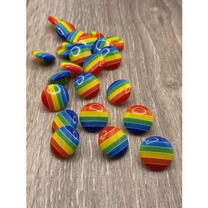 15mm Shank Buttons LGBT Gay Pride Rainbow Round Resin Knitting Jacket Coat