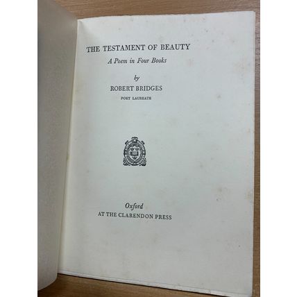 1930 ROBERT BRIDGES "THE TESTAMENT OF BEAUTY" LARGE HARDBACK BOOK (P4)