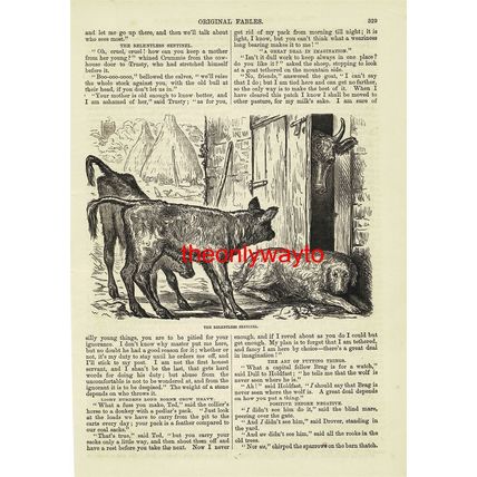 Relentless Sentinel, Dog Keeping Wolves At Bay, Book Illustration (Print), 1875