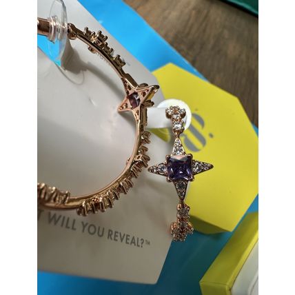 NIB Bomb Party Hoop Earrings RBP8650 Play It Back Purple Topaz CZ Rose Gold P