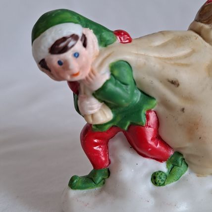 Vintage Freelance Inc ELF & Toy Bag 2" FIGURINE Christmas Gifts