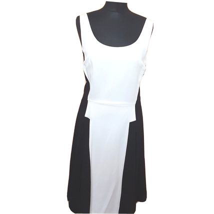 FRENCH CONNECTION Black & White Slimming Panels Dress Size 16 UK