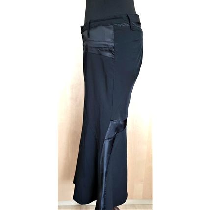 CYL Italy Black Satin Fitted Fluted Unique Vamp Goth Skirt Size S