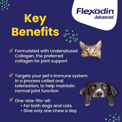 Vetoquinol Flexadin Advanced Dog Hip and Joint Supplement with Undenatured Colla