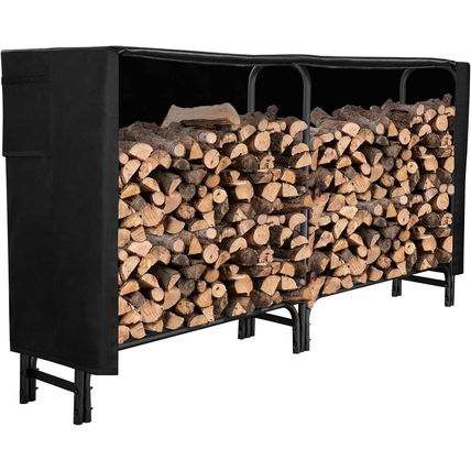GASPRO 8FT Firewood Rack Outdoor with Cover, Adds Sturdy Middle Upright, Heavy D