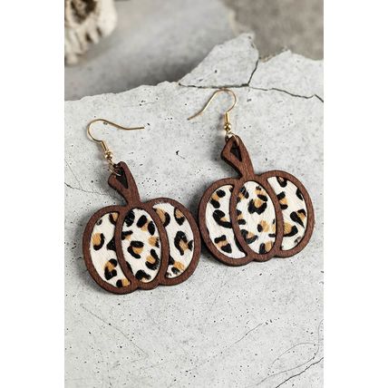 Multicolour Animal Print Pumpkin Shape Drop Earrings