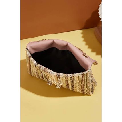 Camel Bohemian Woven Gold Chain Shoulder Bag