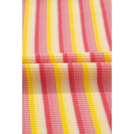 Yellow Stripe Rainbow Tee Tasseled String Wide Leg Pants Set