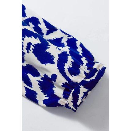 Blue Western Abstract Geometric Printed Maxi Dress
