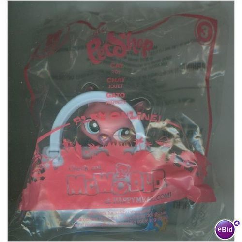 2010 McDonalds Littlest Pet Shop #3 Pink Cat Mint in Package