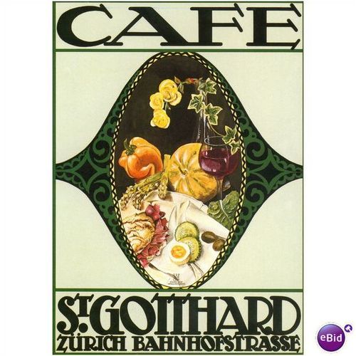 Switzerland Postcard - Cafe St. Gotthard - Zurich