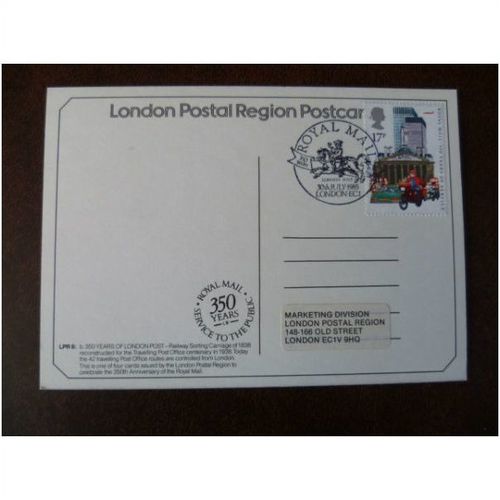 1985 350 Years Royal Mail LPR 6b Postcard special London Post FDI train FDI