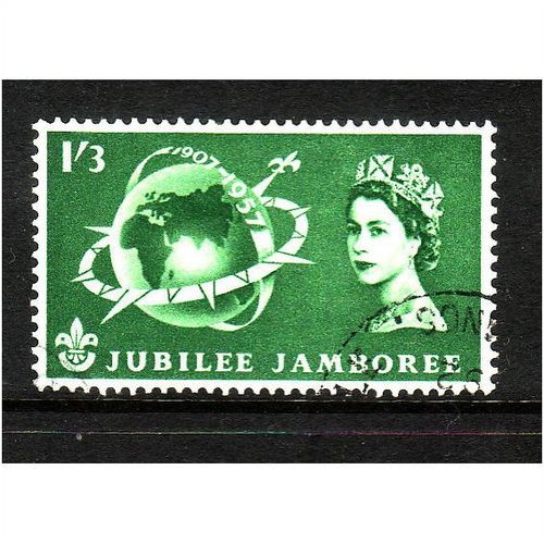 GREAT BRITAIN 1957 1s 3d SCOUTS JAMBOREE GREEN SG 559 FINE USED