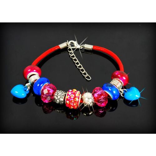 Leatherette Bracelet Disco Ball Charm European Beads Jewellery 2475