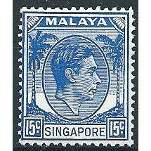 Singapore 1948 SG8 15c Ultramarine Mounted Mint .. ..