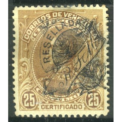 Venezuela 1900 (Registration Stamp) 25c yellowish brown - Bolivar "R.T.M." - MH