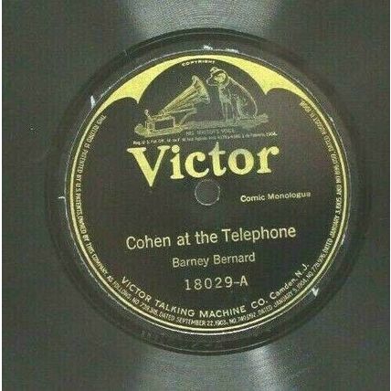 Barney Bernard / Cohen Railroad Bat Wings 78 rpm 1916 Comedy WWI Era (P7A)