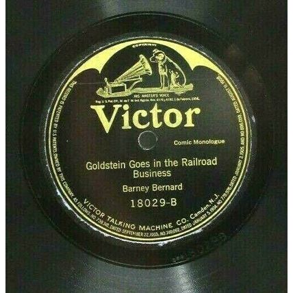 Barney Bernard / Cohen Railroad Bat Wings 78 rpm 1916 Comedy WWI Era (P7A)