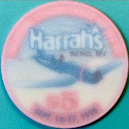 Harrahs. $5 Casino Chip. Reno, NV. Air Races 1995. Q82.