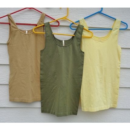 3 Skinnytees Tank Tops NWOT OS Olive Yellow Tan Skinny Tees