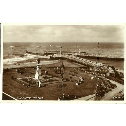 Yorkshire WHITBY The Piers Postcard (Valentine G.6628)