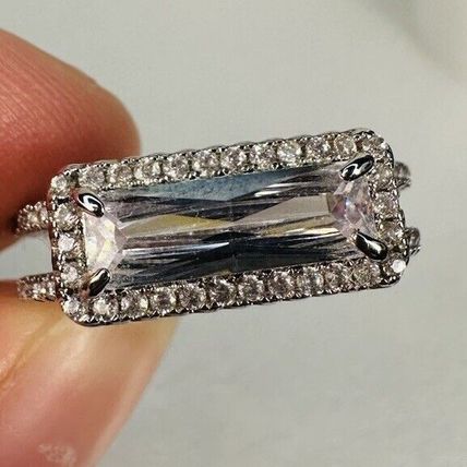 Ring Bomb Party Sz6 RBP Halo W/ Brilliant Blue Center Split Rhodium Pl Band