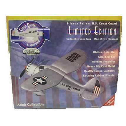 Gearbox Stinson Reliant U.S. Coast Guard Airplane Die Cast Coin Bank