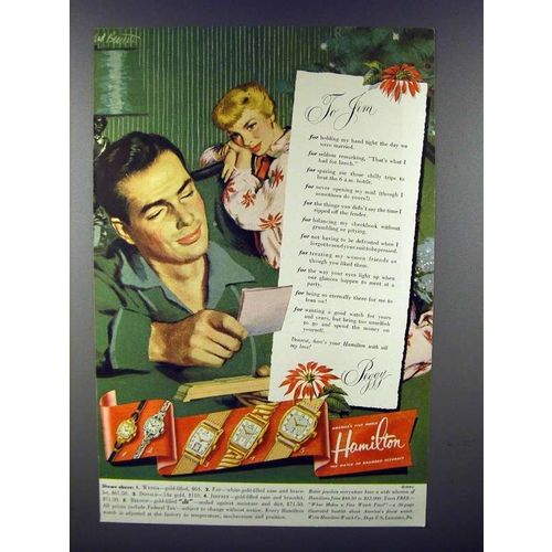 1951 Hamilton Wenda, Fay, Donald, Jeffrey Watch Ad