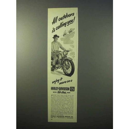 1951 Harley Davidson 125 Motorcycle Ad - All Outdoors