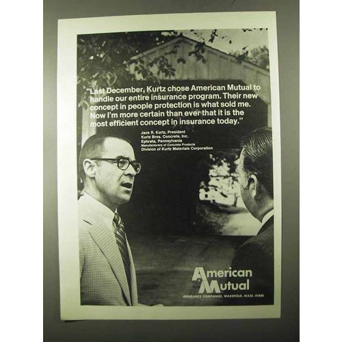 1971 American Mutual Ad - Last December, Kurtz Chose