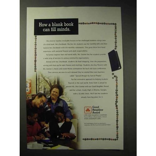 1999 State Farm Insurance Ad - Blank Book Fill Minds