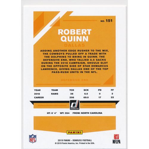 2019 Donruss Football Base 151 Robert Quinn Dallas Cowboys