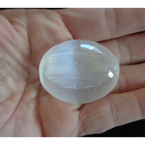 C Selenite Palm Stone Touch Gemstone Crystal Metaphysical Meditation Spiritual