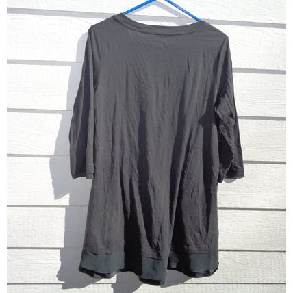 MD LOGO Lori Goldstein Tunic Top Womens Medium Chiffon Satin Hem Gray 011