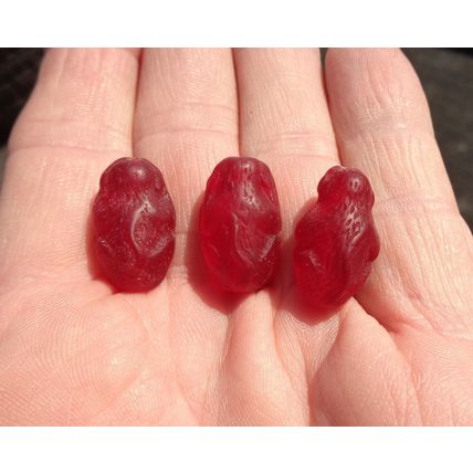 3 Vintage Glass Monkey Beads See No Evil Hear 20mm x 12mm Red Jewelry bd109