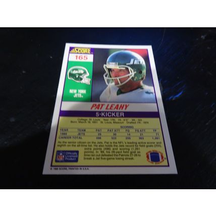 1990 Score Football Card # 165 Pat Leahy Excellent-Mint (6) New York Jets