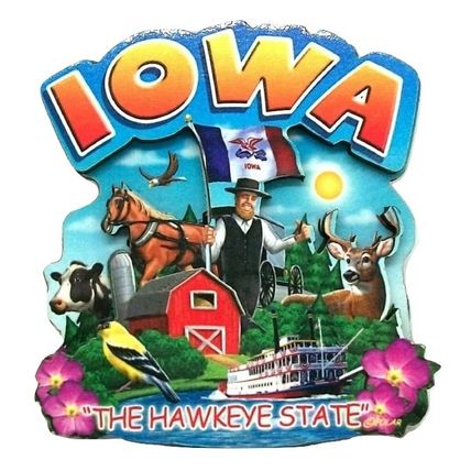 Iowa The Hawkeye State Artwood Montage Fridge Magnet